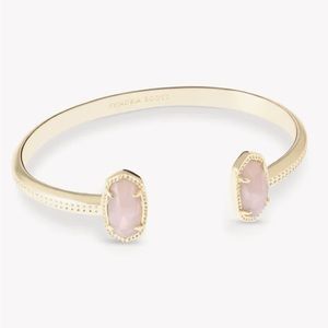 Elton Gold Cuff Bracelet in Rose Quartz
